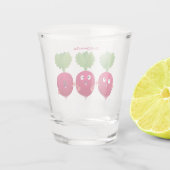 Niedliche Radieschen singend Trio Cartoon Gemüse Schnapsglas (Rückseite)