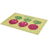 Niedliche Radieschen singend Trio Cartoon Gemüse Schneidebrett (Ecke)