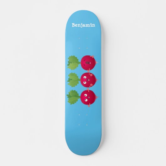 Niedliche Radieschen singend Trio Cartoon Gemüse Skateboard (Vorne)