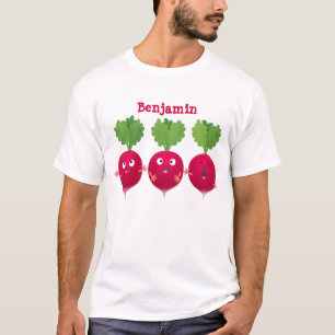 Niedliche Radieschen singend Trio Cartoon Gemüse T-Shirt