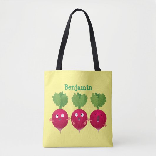 Niedliche Radieschen singend Trio Cartoon Gemüse Tasche (Vorderseite)