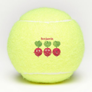 Niedliche Radieschen singend Trio Cartoon Gemüse Tennisbälle
