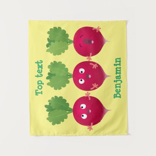 Niedliche Radieschen singend Trio Cartoon Gemüse Wandteppich (Vorderseite)