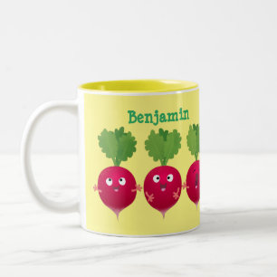 Niedliche Radieschen singend Trio Cartoon Gemüse Zweifarbige Tasse