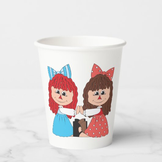 Niedliche Rag Doll Friends Girls mit Bows und Klei Pappbecher (Vorderseite)