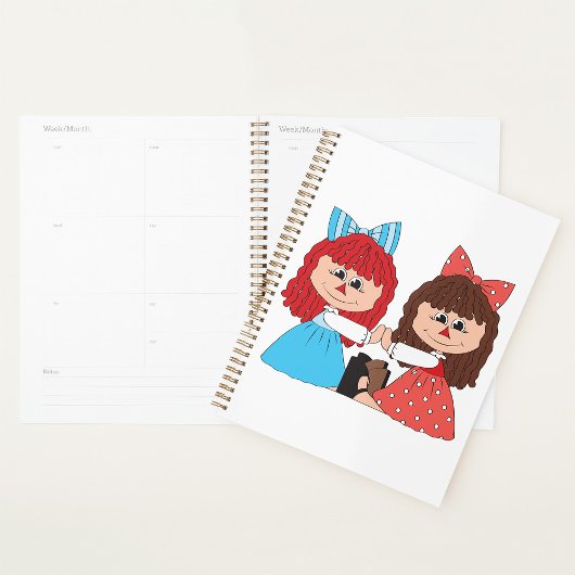 Niedliche Rag Doll Friends Girls mit Bows und Klei Planer