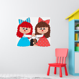 Niedliche Rag Doll Friends Girls mit Bows und Klei Poster