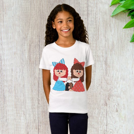 Niedliche Rag Doll Friends Girls mit Bows und Klei T-Shirt