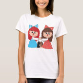 Niedliche Rag Doll Friends Girls mit Bows und Klei T-Shirt (Vorderseite)