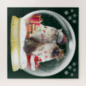 Niedliche Ragdoll Katzen im Snow Globe Weihnachtsp Puzzle (Horizontal)