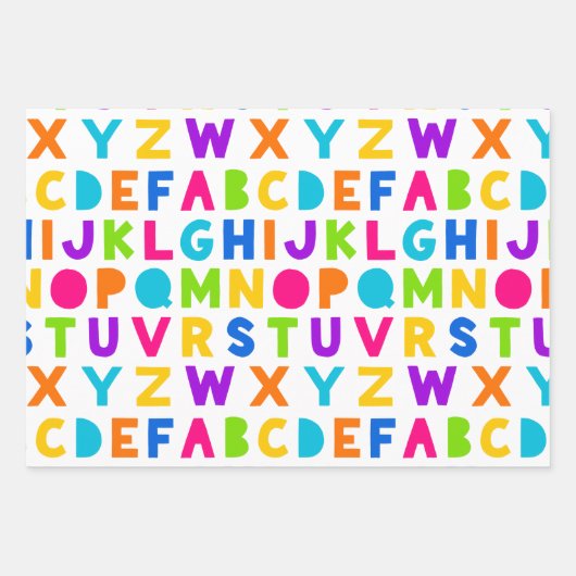 Niedliche Rainbow Alphabet Wrapping Sheets Geschenkpapier Set (Vorderseite 3)