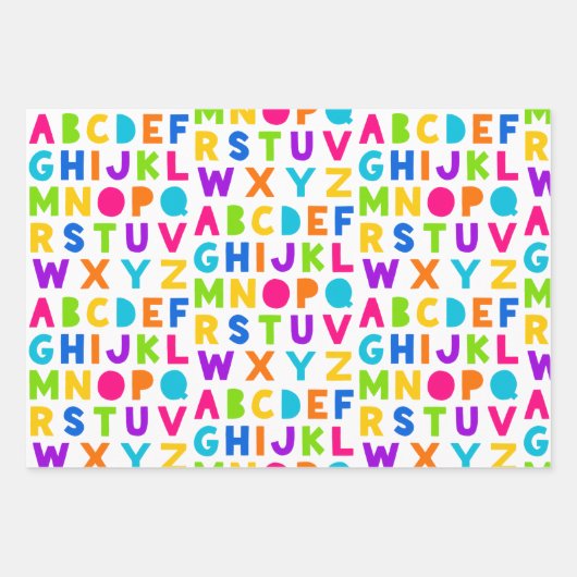 Niedliche Rainbow Alphabet Wrapping Sheets Geschenkpapier Set (Vorderseite 2)