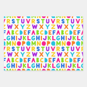 Niedliche Rainbow Alphabet Wrapping Sheets Geschenkpapier Set