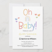 Niedliche Rainbow Baby Dusche Einladung (Vorderseite)