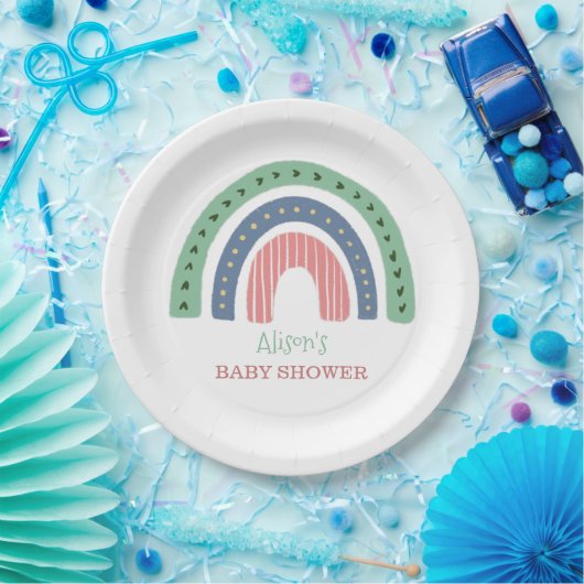 Niedliche Rainbow Baby Dusche Pappteller (Party)