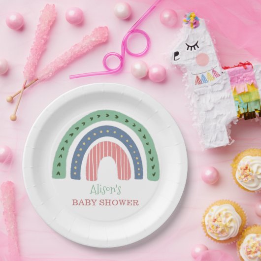 Niedliche Rainbow Baby Dusche Pappteller (Party)
