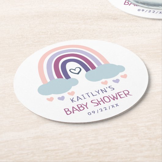 Niedliche Rainbow Baby Dusche Runder Pappuntersetzer (Angewinkelt)