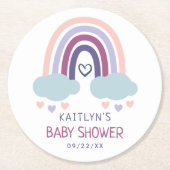 Niedliche Rainbow Baby Dusche Runder Pappuntersetzer (Vorderseite)