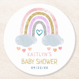 Niedliche Rainbow Baby Dusche Runder Pappuntersetzer