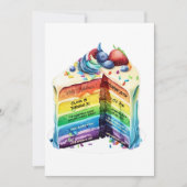 Niedliche Rainbow Birthday Cake Einladung (Vorderseite)
