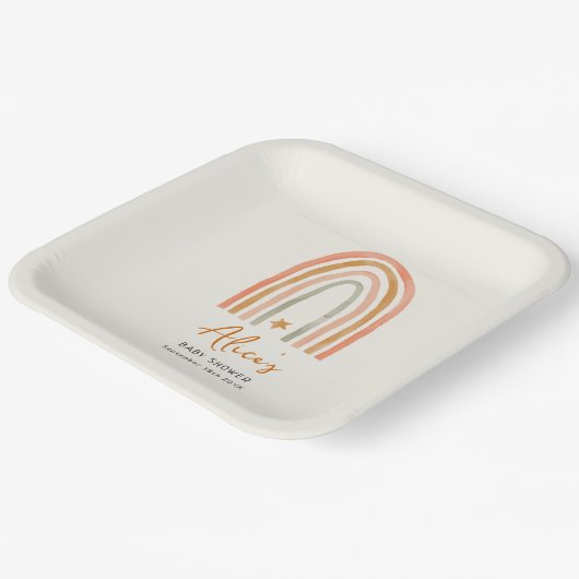 Niedliche Rainbow Boho Baby Dusche Pappteller (Gewinkelt)