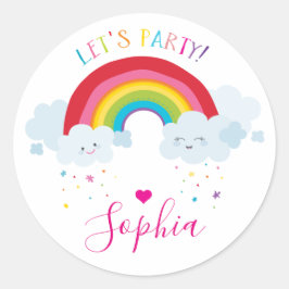 NIEDLICHE RAINBOW CLOUDS Kawaii-Abbildung Runder Aufkleber