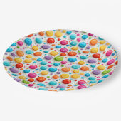 Niedliche Rainbow Colors Polka Dots Muster Pappteller (Schrägansicht)