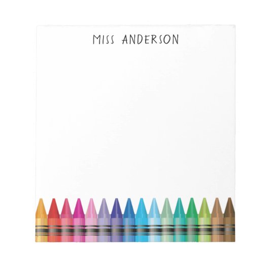 Niedliche Rainbow Crayons Kindergarten Lehrschule Notizblock (Vorderseite)