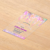 Niedliche Rainbow-Einhorn-Glitzer-Tropfen Geburtst Acryleinladungen (Ablage )