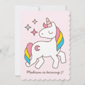 Niedliche Rainbow-Einhorn-Glitzern Einladung zum G (Rückseite)