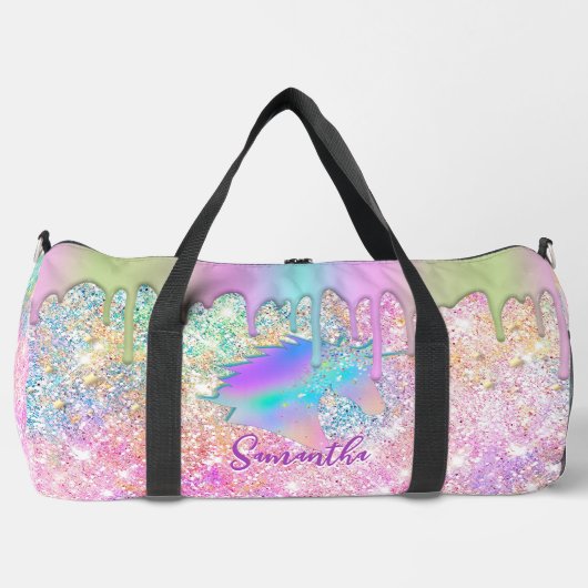 Niedliche Rainbow-Einhorn-Imitate Glitzer-Sterne-M Duffle Bag (Vorderseite)