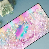 Niedliche Rainbow-Einhorn-Imitate Glitzer-Sterne-M Schreibtischunterlage