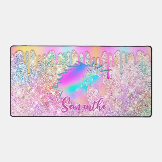 Niedliche Rainbow-Einhorn-Imitate Glitzer-Sterne-M Schreibtischunterlage (Vorderseite)
