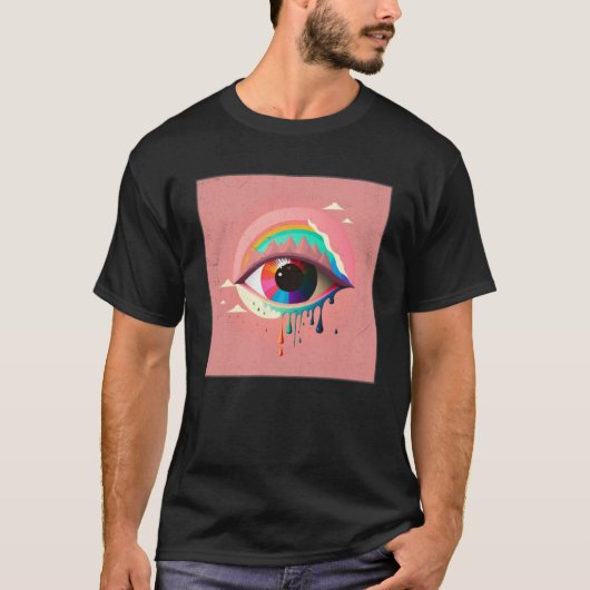 Niedliche Rainbow Eye Illustration Farbige Tränen  T-Shirt (Vorderseite)
