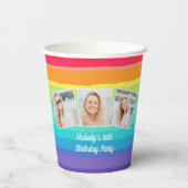 Niedliche Rainbow Foto Collage Custom Geburtstagsp Pappbecher (Rückseite)