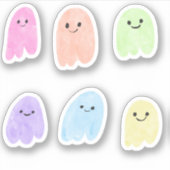 Niedliche Rainbow Ghosts Wasserfarbe Pastell Hallo Aufkleber (Vorderseite)