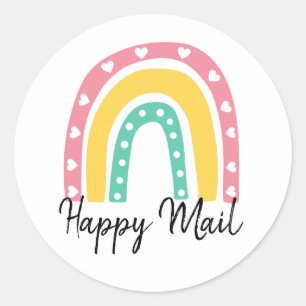 Niedliche Rainbow Happy Mail Runder Aufkleber