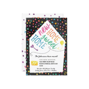 Niedliche Rainbow House Mouncement Cards Ankündigung