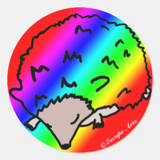 Niedliche Rainbow-Igel-Stickers Runder Aufkleber