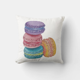 Niedliche Rainbow-Macaroons in Aquarellkissen Kissen
