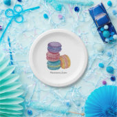 Niedliche Rainbow-Macaroons in Aquarellpapier Pappteller (Party)