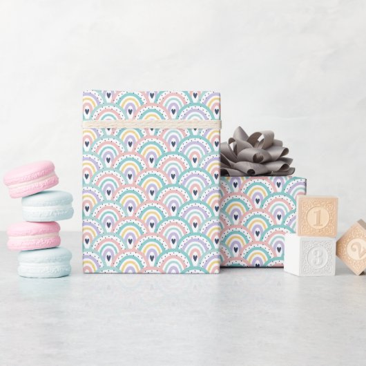 Niedliche Rainbow-Muster-Wrapping Paper Roll Geschenkpapier (Babyparty)