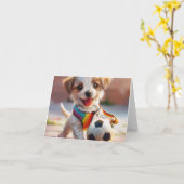 Niedliche Rainbow Puppy Art Karte (Gelbe Blume)