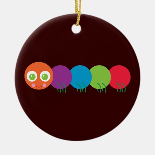 Niedliche Rainbow-Raupe Keramikornament (Vorne)