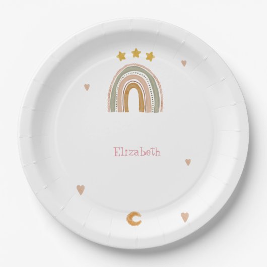 Niedliche Rainbow Stars Herz Pappteller (Vorderseite)