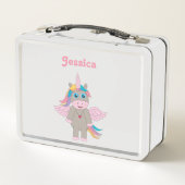 Niedliche Rainbow Unicorn Design School Metall Brotdose (Rückseite)