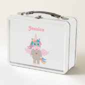 Niedliche Rainbow Unicorn Design School Metall Brotdose (Vorderseite)