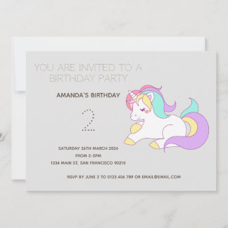 Niedliche Rainbow Unicorn Geburtstagsparty Einladu Einladung