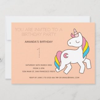 Niedliche Rainbow Unicorn Geburtstagsparty Einladu Einladung