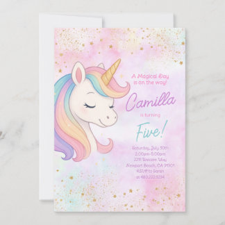 Niedliche Rainbow Unicorn Geburtstagsparty Einladu Einladung